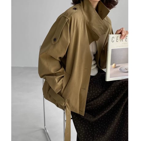 side belted stand collar jacket　MA2272