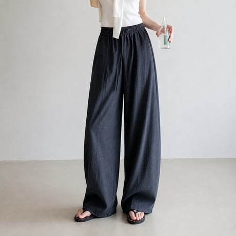 cool touch navy high waist wide pants　MA2076