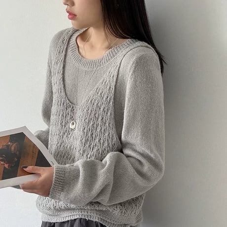 openwork knit ensemble /4color　MA2293