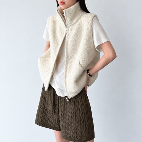 stand collar zip up vest /2color　MA2285