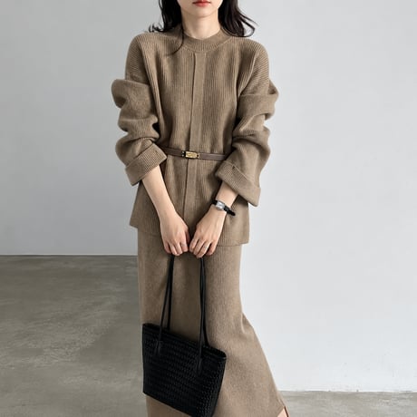 button cuff knit top and skirt set /3color　MA2283