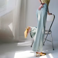 retro stripe washed wide leg denim pants　MA2033