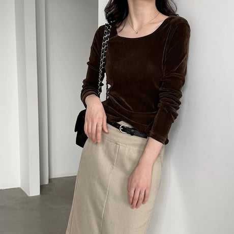 wide neck slim fit pullover /2color　MA2290