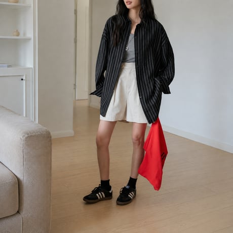 sheer stripe over shirt cardigan/3color　MA2027