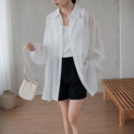 sheer light long shirt jacket/2color　MA2026