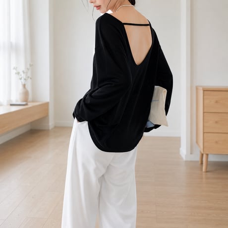 back open sheer long sleeve top　MA2029