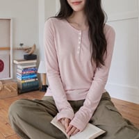button round neck long sleeve t shirt　MA2217