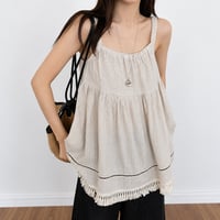 linen fringe gather camisole/2color　MA2103