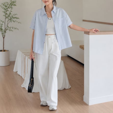 back slit short sleeve shirt/2color　MA2032