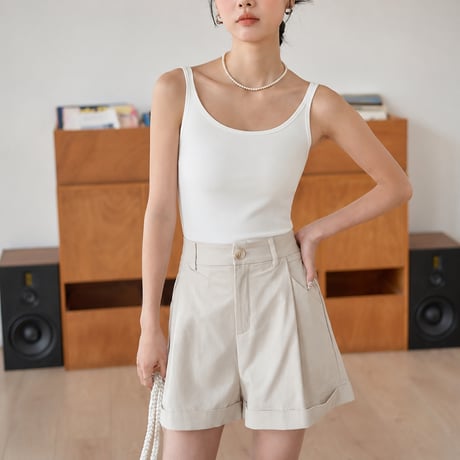 white u neck double strap camisole　MA2134