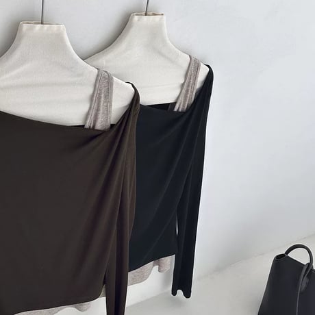 asymmetric layered long sleeve top /2color　MA2288