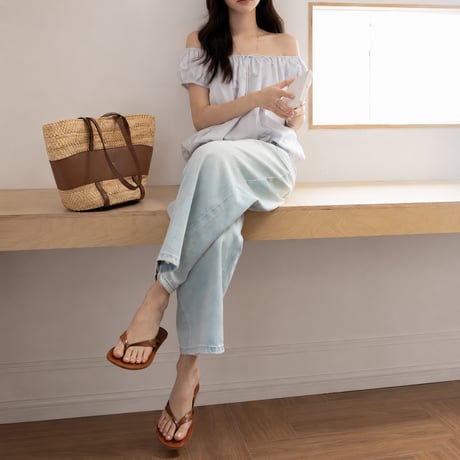 vintage wash cropped wide denim pants/2color　MA2081