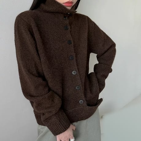 high neck button knit cardigan /2color　MA2289
