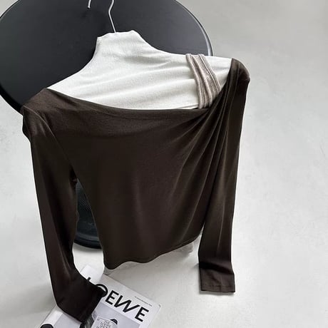 asymmetric layered long sleeve top /2color　MA2288