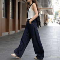 indigo high waist wide denim pants　MA2085
