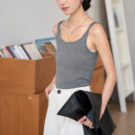 white u neck double strap camisole　MA2134