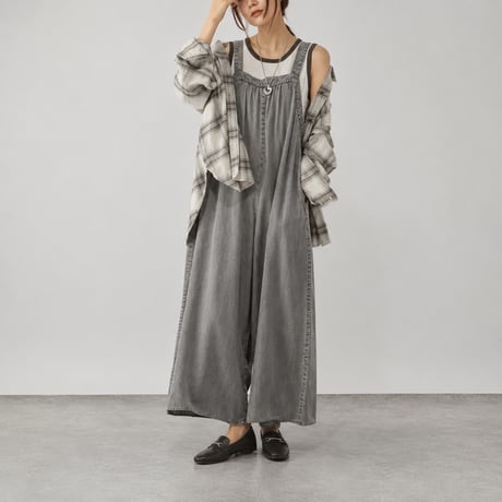 vintage wash wide salopette pants/2color　MA2088