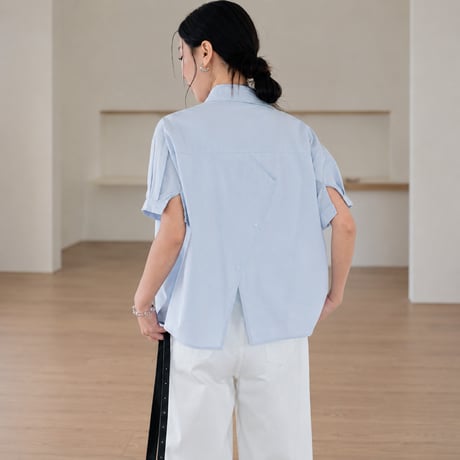 back slit short sleeve shirt/2color　MA2032