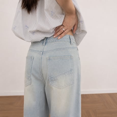 vintage wash cropped wide denim pants/2color　MA2081