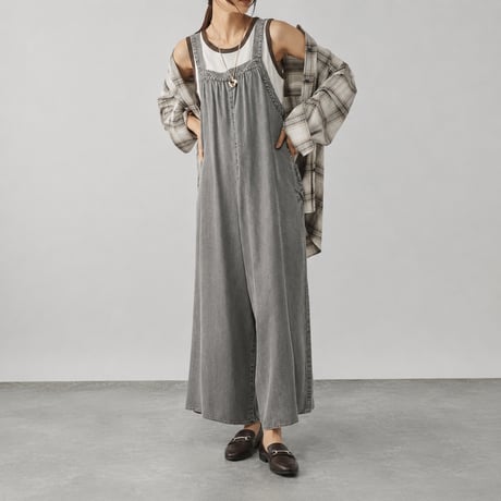 vintage wash wide salopette pants/2color　MA2088