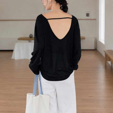 back open sheer long sleeve top　MA2029
