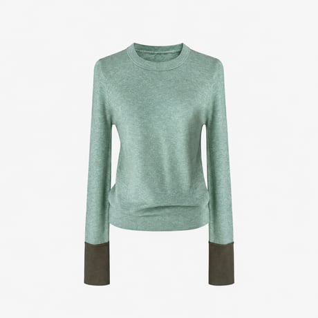 bicolor cuff crew neck knit　MA2273