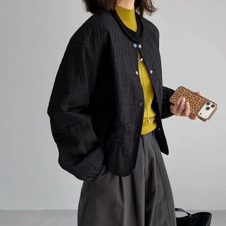 gathered collarless jacket　MA2271