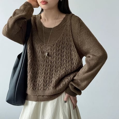 openwork knit ensemble /4color　MA2293