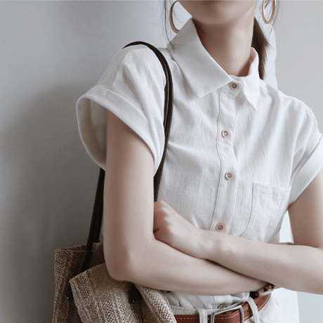 cotton french sleeve shirt/2color　MA2035