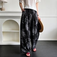 linen blend botanical print wide pants　MA2075