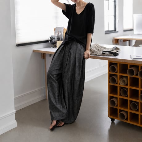 tencel linen blend slub wide easy pants /2color　MA2101