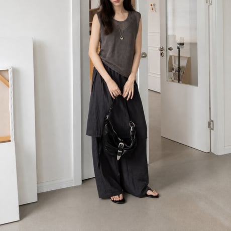 layered wrap straight pants/3color　MA2097