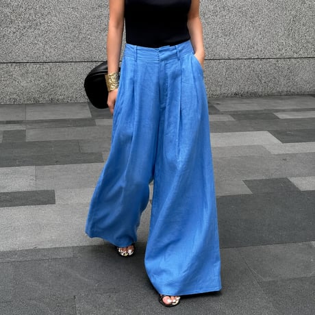 klein blue high waist straight wide pants　MA2087