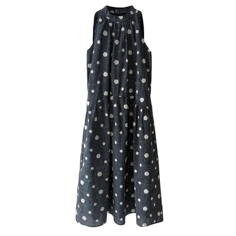 dot embroidery check sleeveless one piece　MA1994