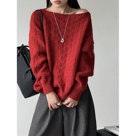 boat neck cable knit pullover　MA2264