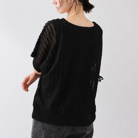 crew neck cutwork short sleeve knit pullover　MA2092