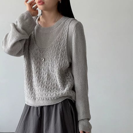 openwork knit ensemble /4color　MA2293