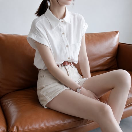 cotton french sleeve shirt/2color　MA2035
