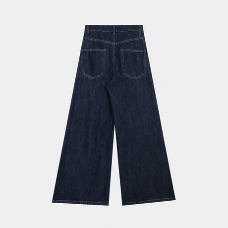 indigo high waist wide denim pants　MA2085