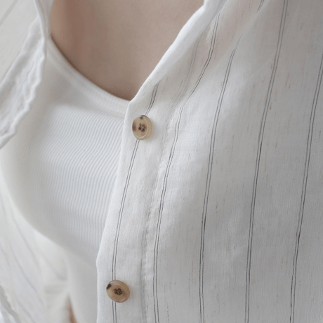linen blend sheer stripe over shirt/3color　MA2034