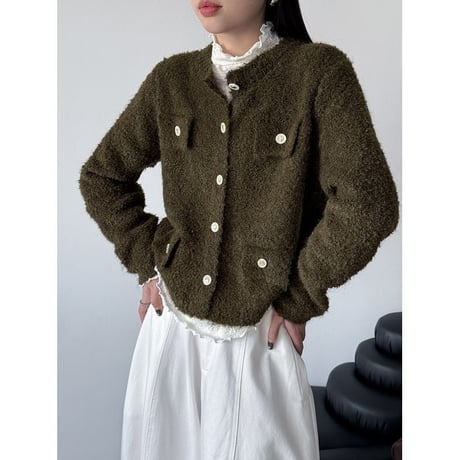 collarless pocket detail knit cardigan　MA2268