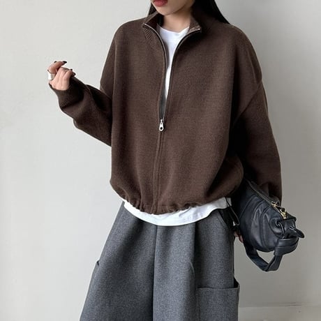 high neck zip up knit cardigan　MA2266
