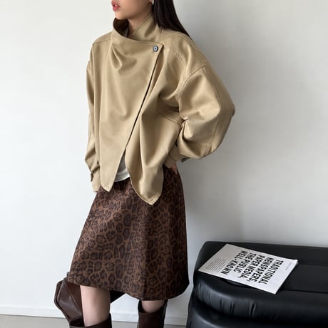 asymmetric stand collar jacket /2color　MA2284