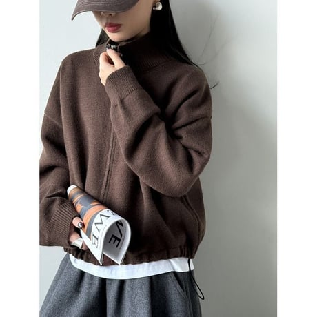 high neck zip up knit cardigan　MA2266