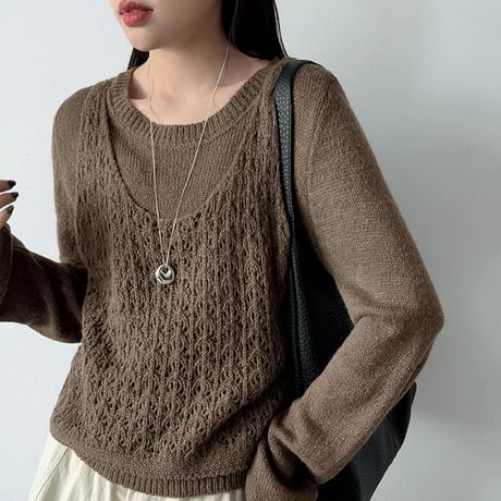 openwork knit ensemble /4color　MA2293