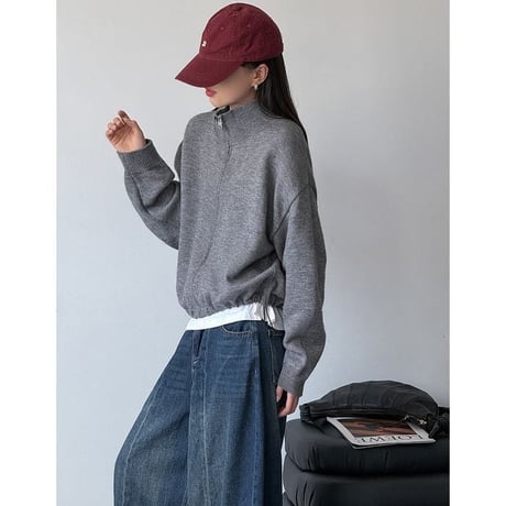 high neck zip up knit cardigan　MA2266
