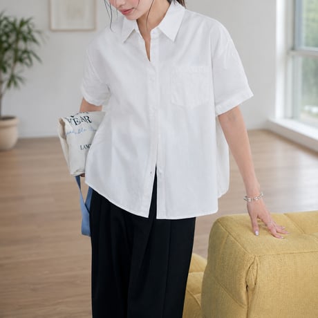 back slit short sleeve shirt/2color　MA2032