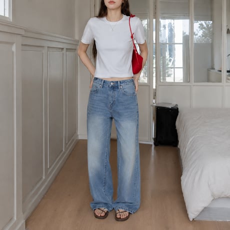 wash wide straight denim pants　MA2082