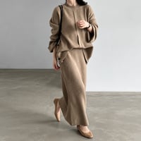 button cuff knit top and skirt set /3color　MA2283