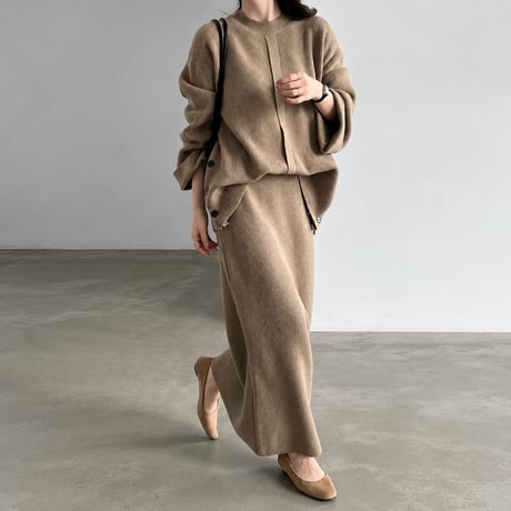 button cuff knit top and skirt set /3color　MA2283